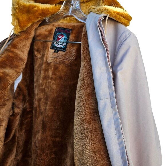Vintage Triton Hall Hong Kong Men’s Ski Jacket Faux Fur Lined Beige Hood - Picture 15 of 16